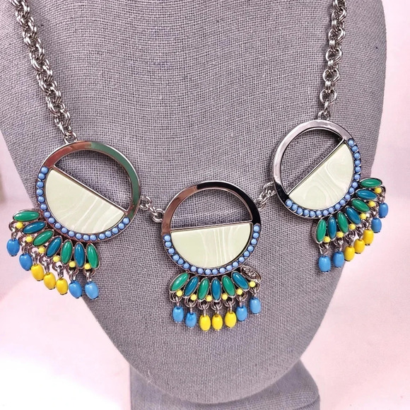 Talbots Necklace Statement Blue Yellow & Bracelet - Picture 3 of 12